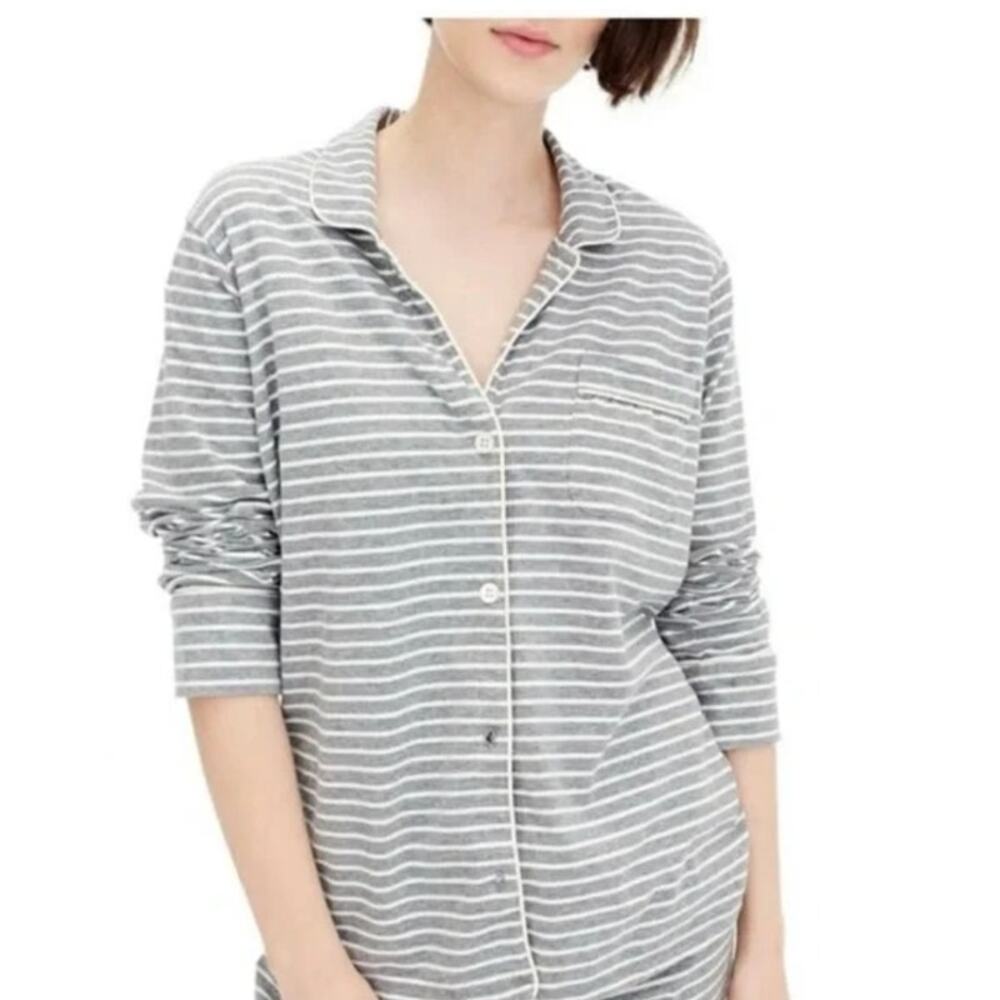 EUC JCrew long sleeved gray striped pajama top sz: XXS j.crew j crew